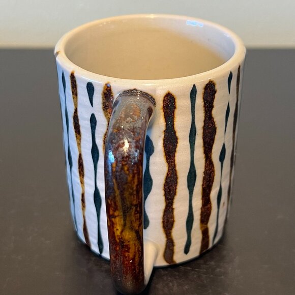 Vintage Otagiri Japan Studio Pottery Glazed Brown & Navy Blue Stoneware Mug Cup - Picture 10 of 14